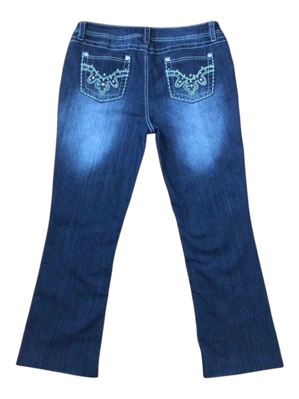SUKO Women’s Jeans Size 12 Dark Blue High Rise Bling Rhinestone Western Denim